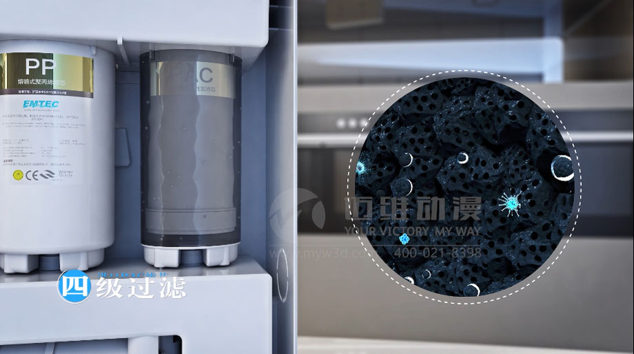凈水器三維動畫案例展示：出水就可以直接喝的反滲透直飲水機。(圖7)