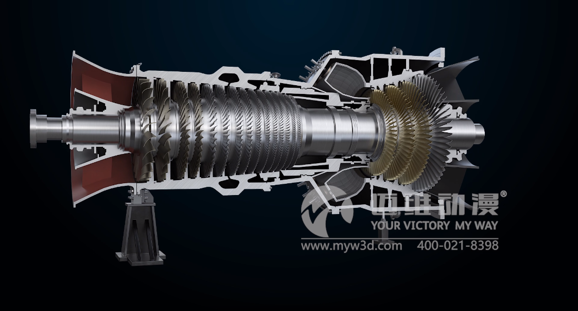 當(dāng)燃?xì)廨啓C(jī)三維動(dòng)畫(huà)葉輪轉(zhuǎn)動(dòng)時(shí)，它所展現(xiàn)的營(yíng)銷(xiāo)價(jià)值可想而知！(圖2)