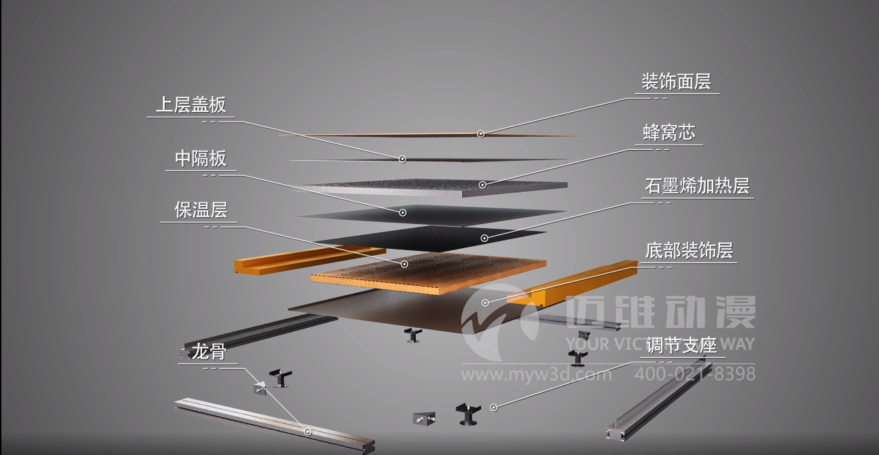 石墨烯智能架空地板三維動畫(圖1) 石墨烯智能架空地板三維動畫(圖1)