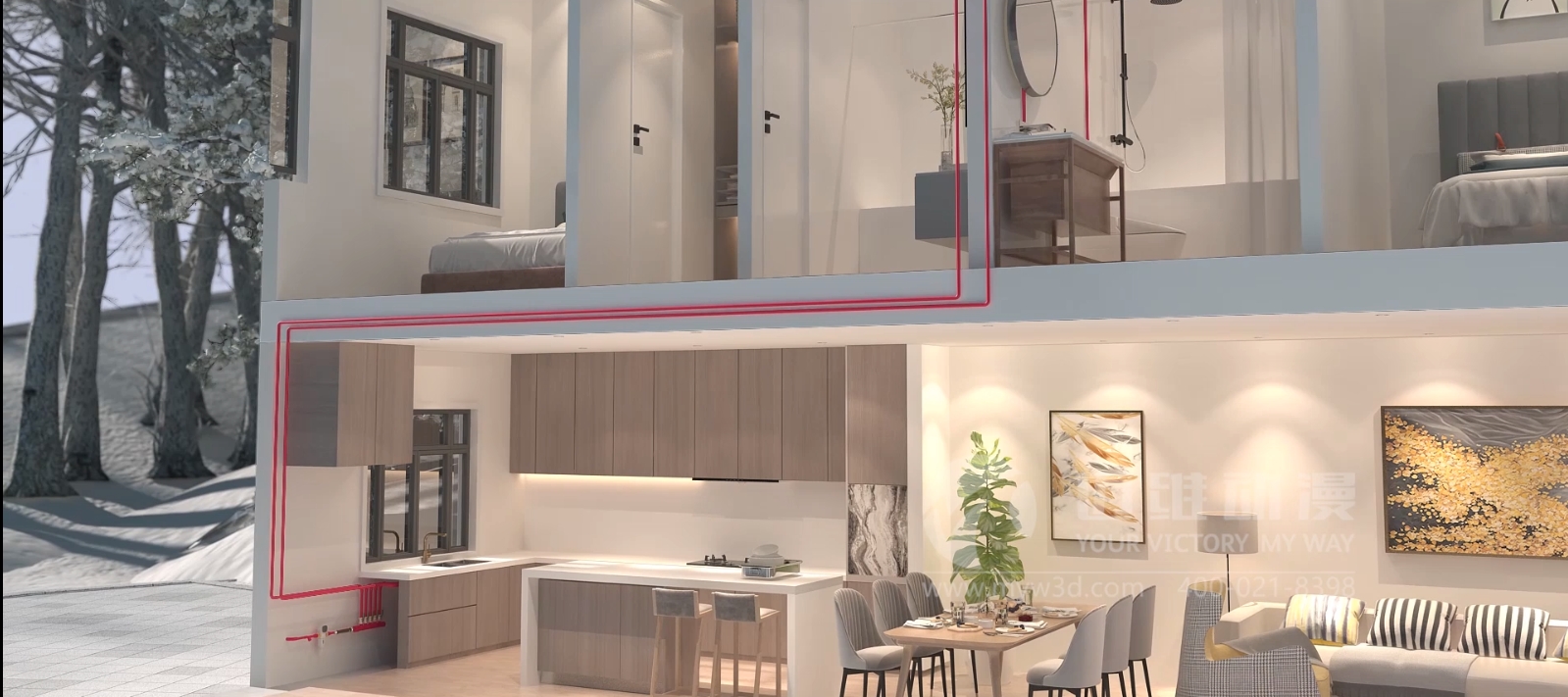 室內(nèi)管道安裝三維動畫展示(圖5) 室內(nèi)管道安裝三維動畫展示(圖5)