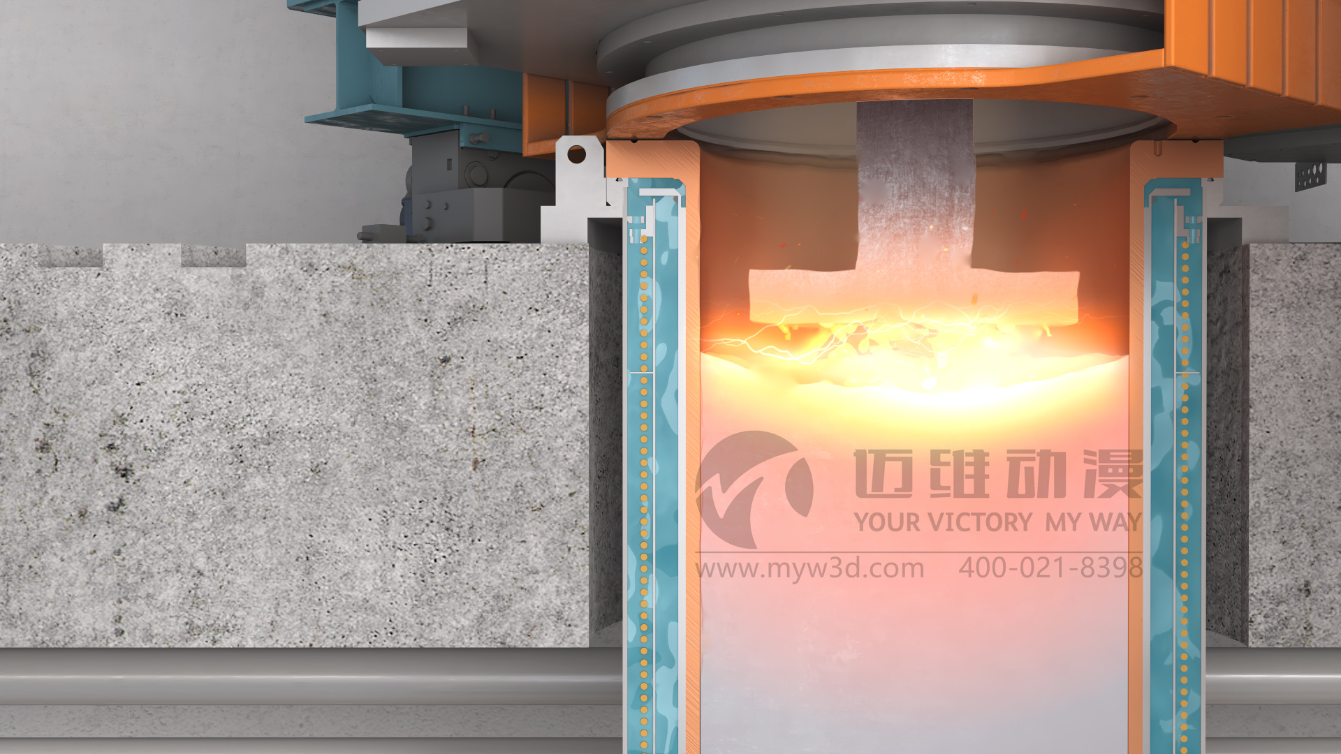 真空自耗-特鋼冶煉工藝三維動(dòng)畫展示(圖3) 真空自耗-特鋼冶煉工藝三維動(dòng)畫展示(圖3)