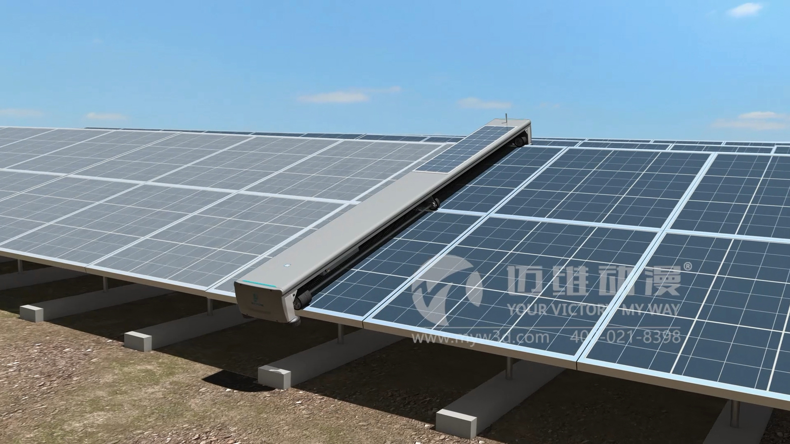 光伏智能清掃機(jī)器人三維動(dòng)畫展示(圖1) 光伏智能清掃機(jī)器人三維動(dòng)畫展示(圖1)