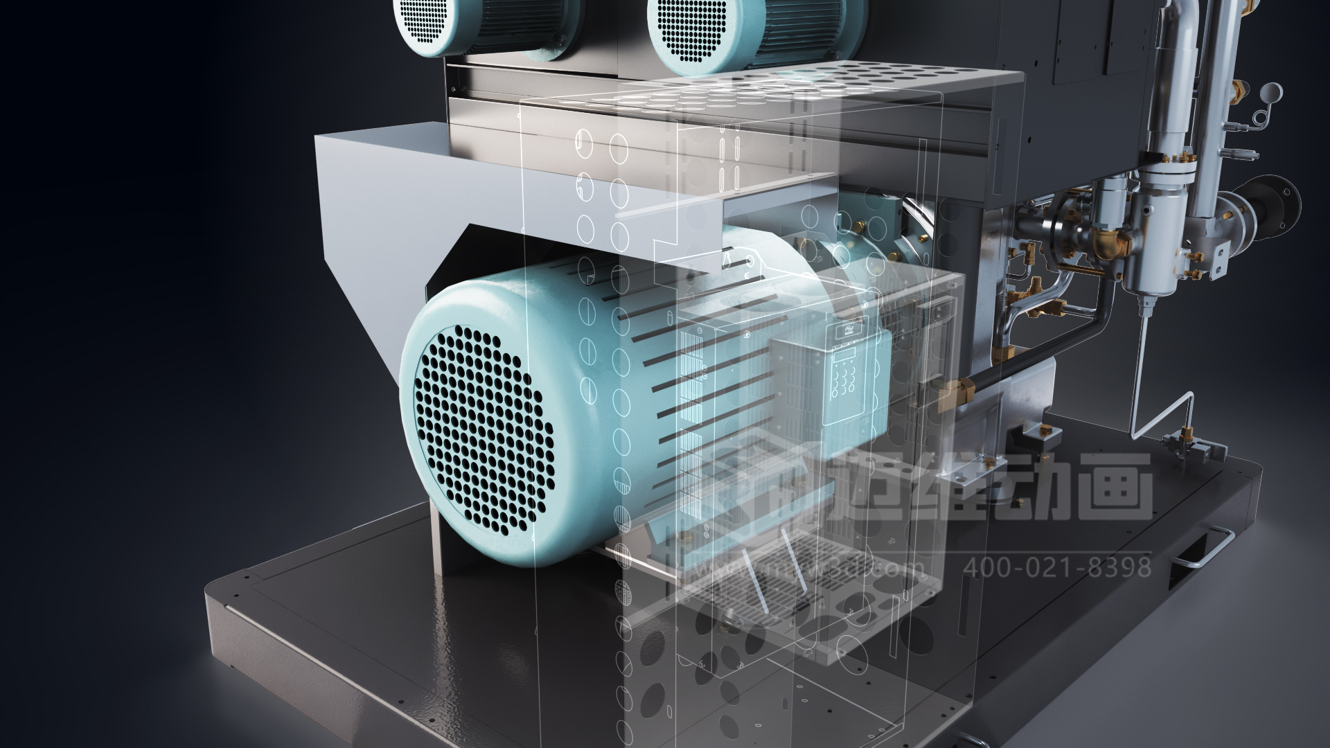 無油螺桿空壓機(jī)三維動畫展示(圖3)