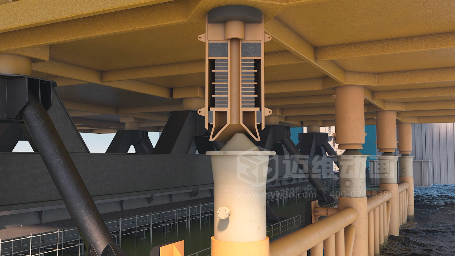 3萬(wàn)噸級(jí)平臺(tái)浮托安裝三維動(dòng)畫展示(圖6)