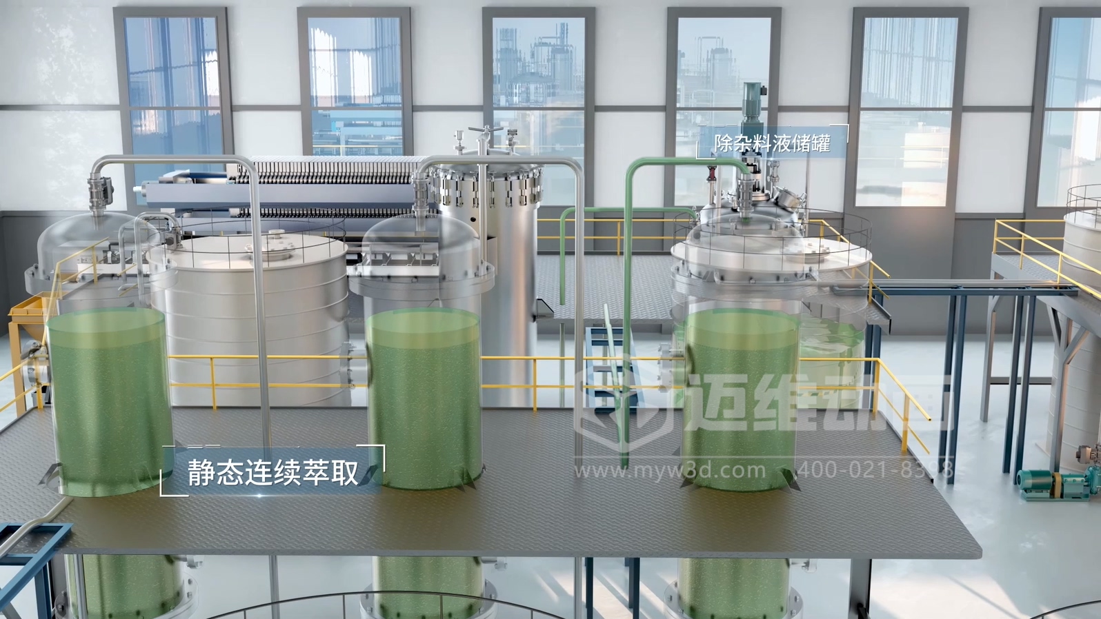 新能源電動汽車電池原料金屬元素生產(chǎn)提取工藝三維動畫展示(圖4)